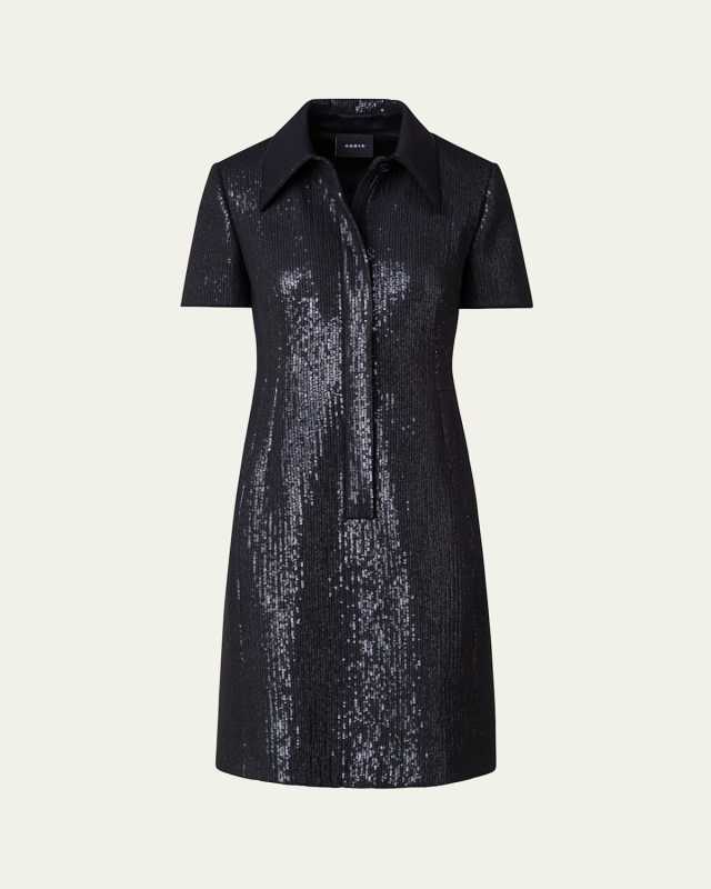 Sequined Chiffon Mini Dress