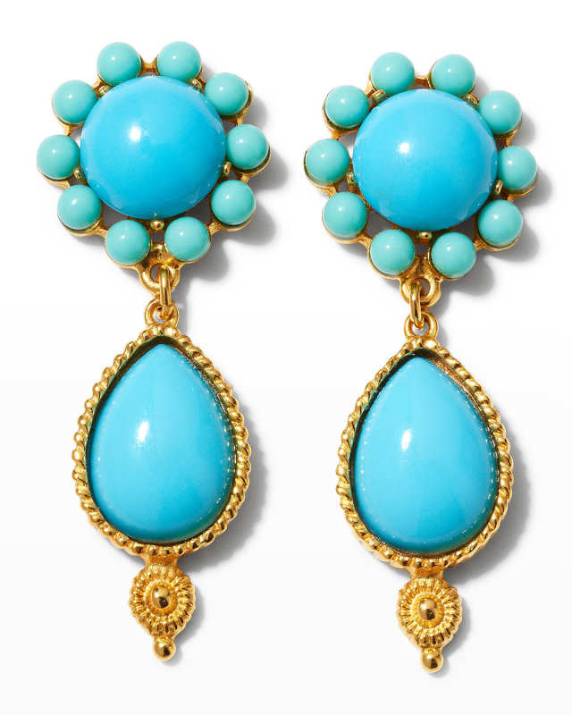 Gold Stone Dangle Earrings