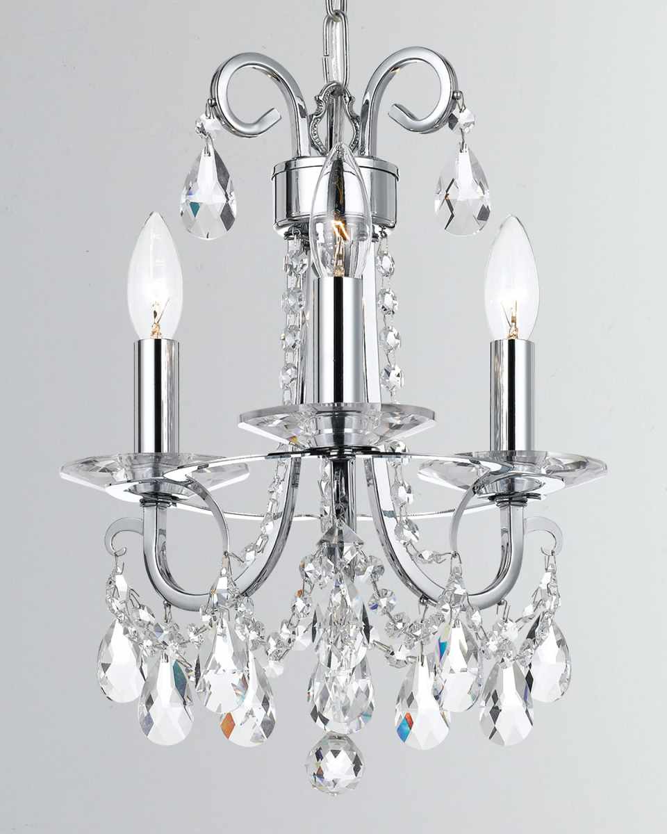 Othello 3-Light Clear Crystal Polished Chrome Mini Chandelier