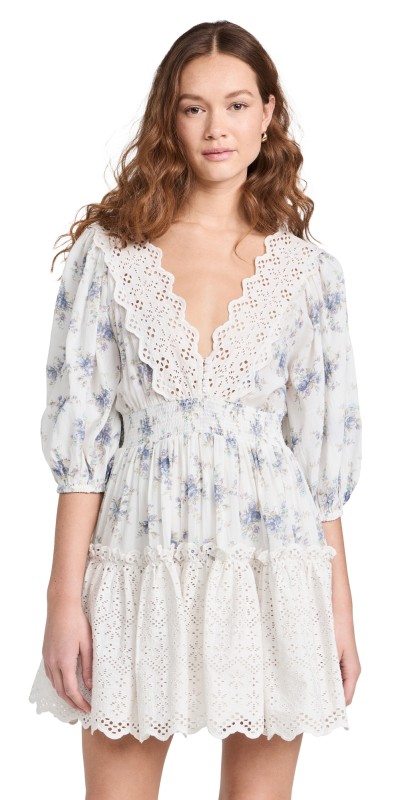 byTiMo Cotton Slub Embroidery Dress Flower Buds