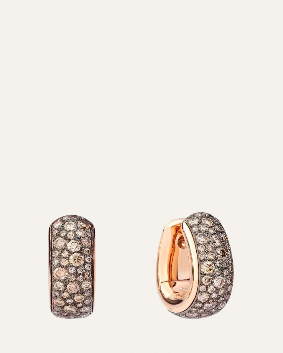 Iconica 18k Rose Gold Brown Diamond Huggie Earrings