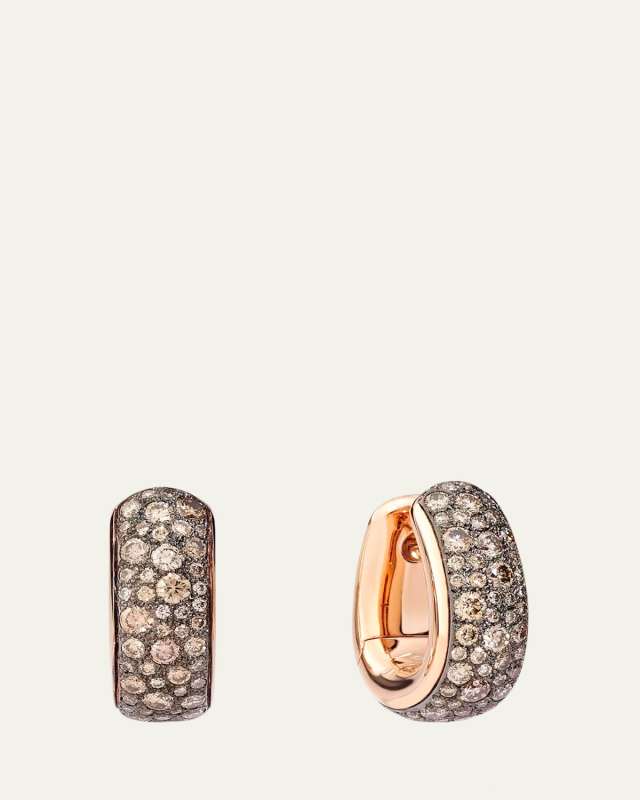 Iconica 18k Rose Gold Brown Diamond Huggie Earrings