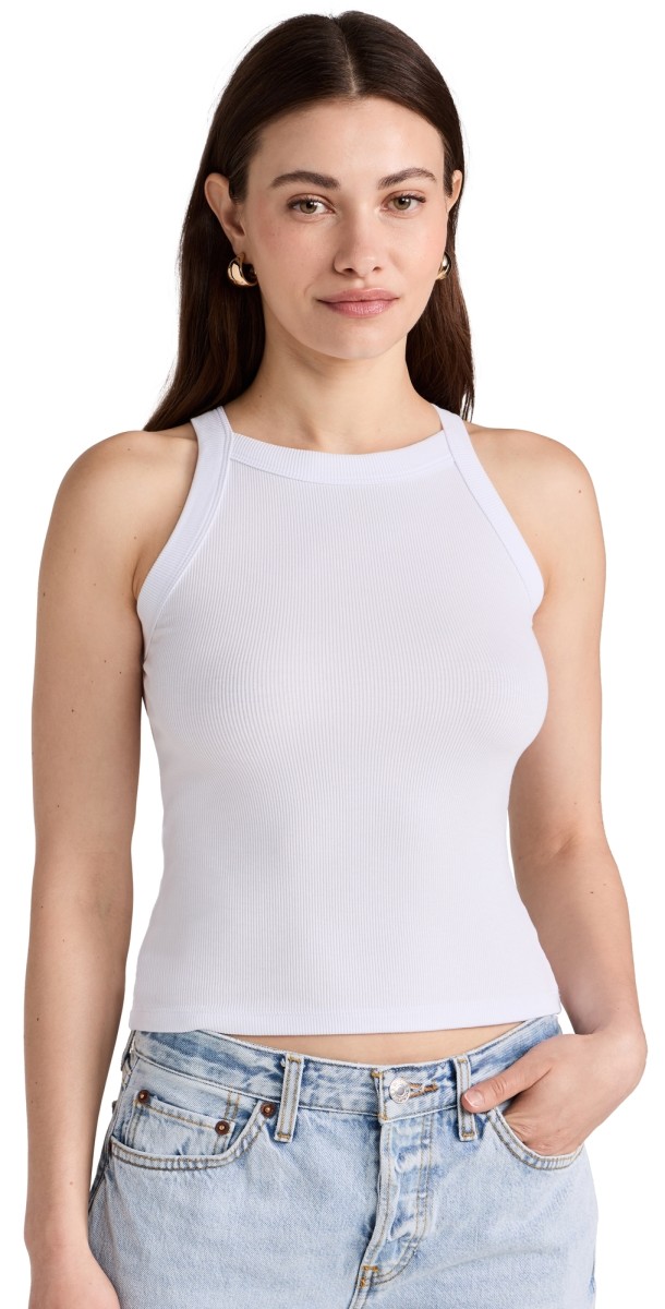 LNA Dylan Ribbed Tank White