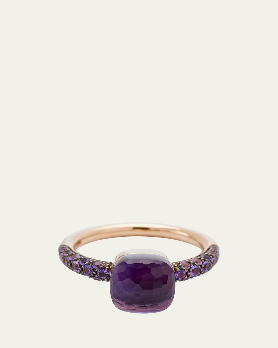 Rose Gold Nudo Petite Ring with Amethyst and Jade