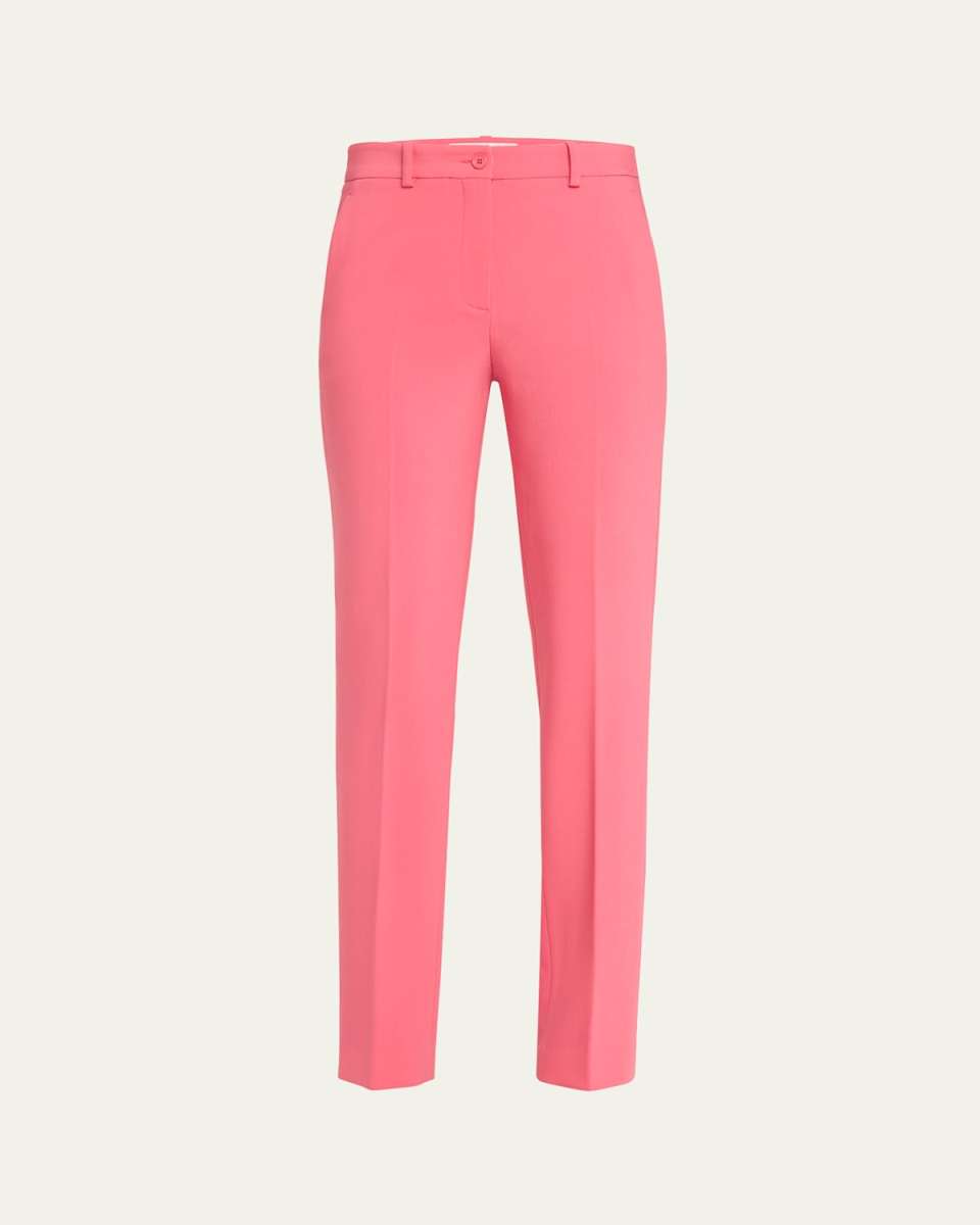 Samantha Pebble Crepe Straight-Leg Pants