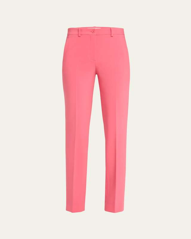Samantha Pebble Crepe Straight-Leg Pants