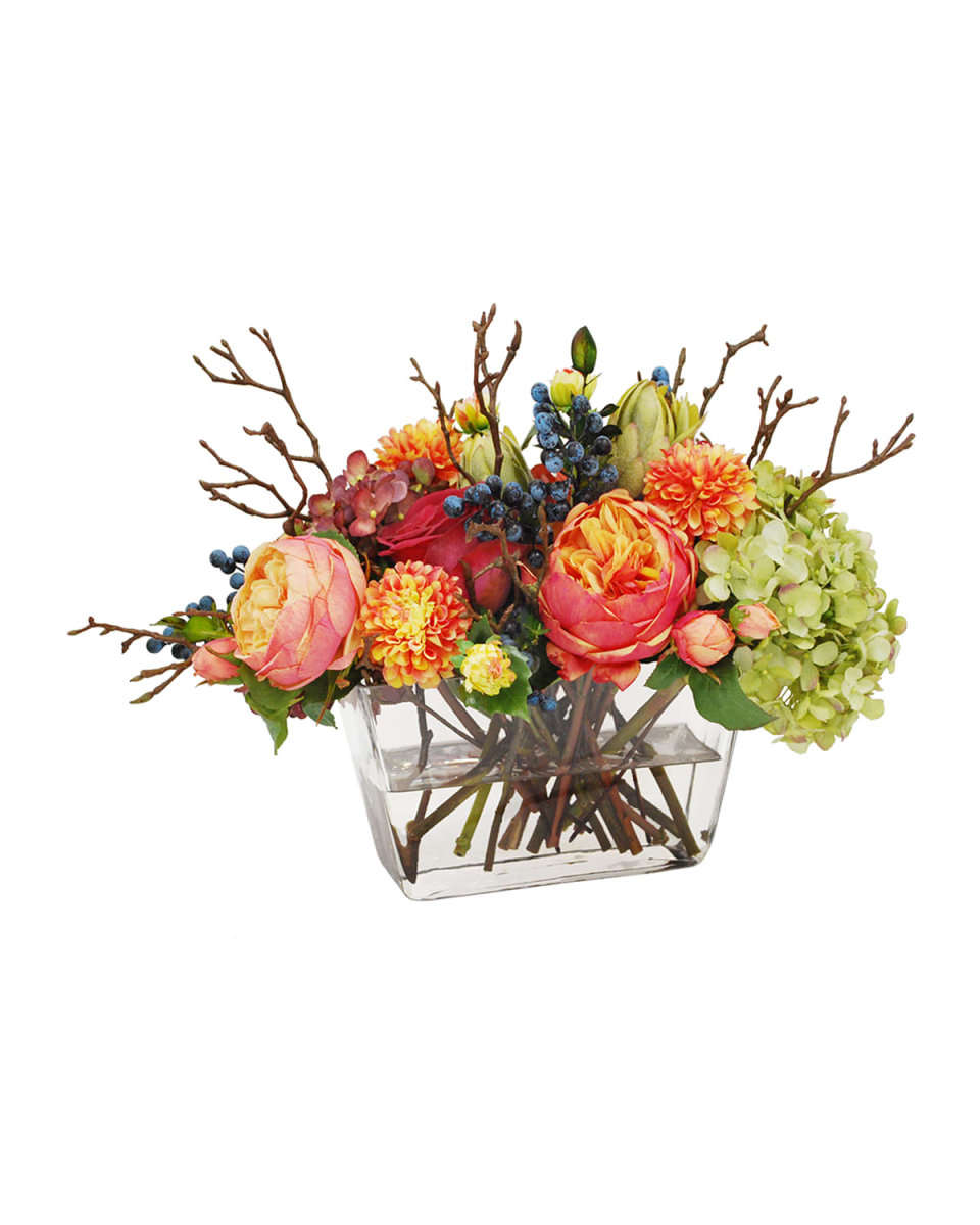 Mix Fall Hydrangea & Rose in Flair Vase