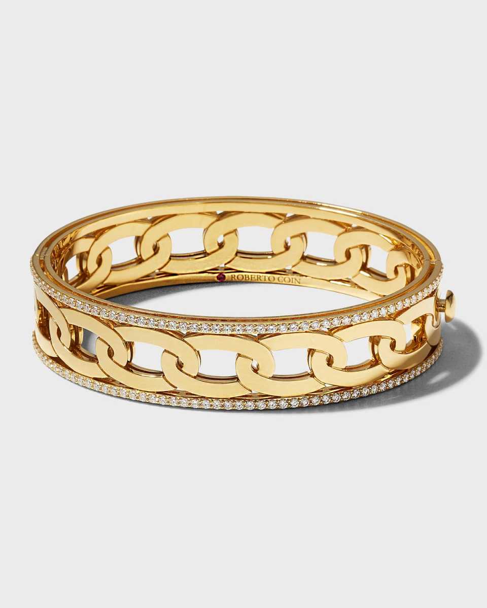 18K Yellow Gold Navarra Diamond Medium Width Bracelet