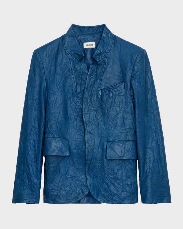 Verys Crinkled Leather Blazer