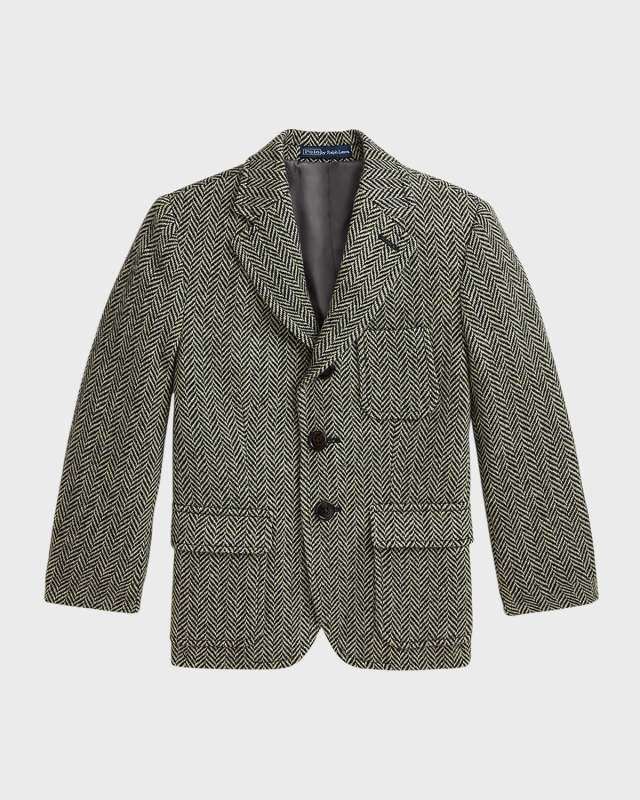 Boy's Herringbone Tailored Sport Coat, Size 8-