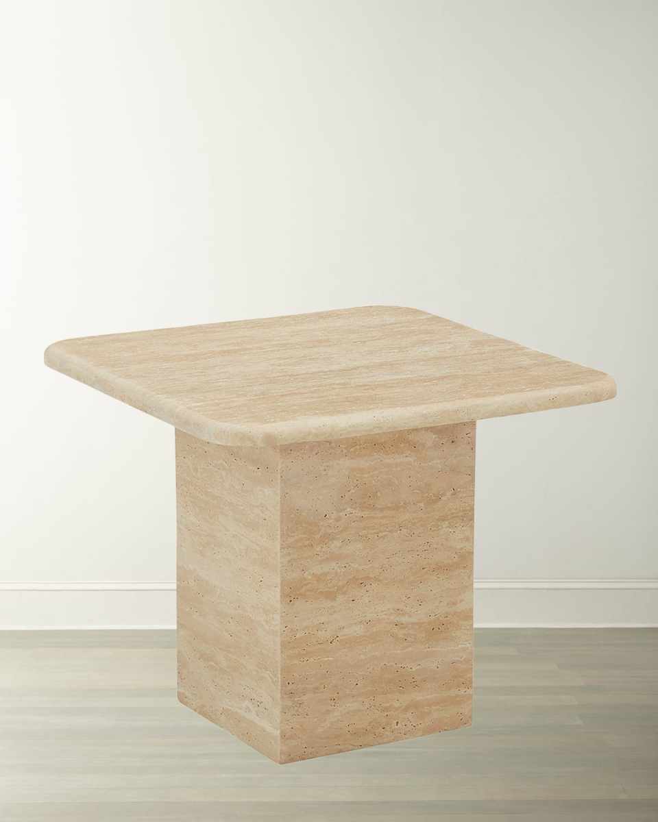 Travertine Medium Nesting Table, 15"