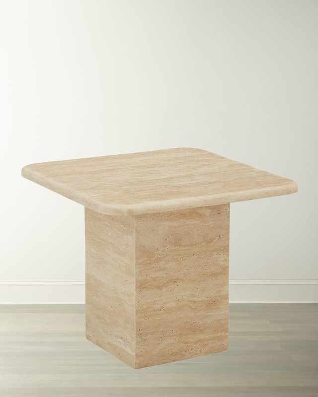 Travertine Medium Nesting Table, 15"