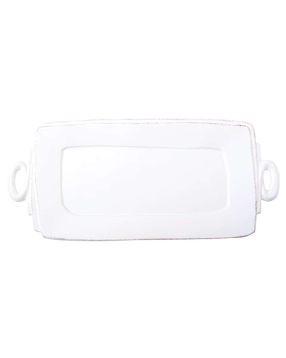 Lastra Handled Rectangular Platter, White