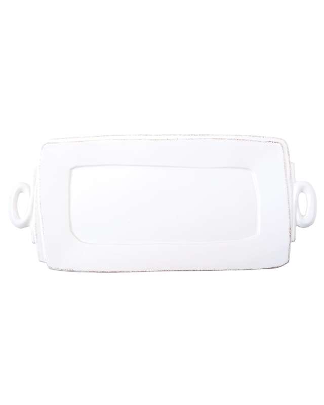 Lastra Handled Rectangular Platter, White