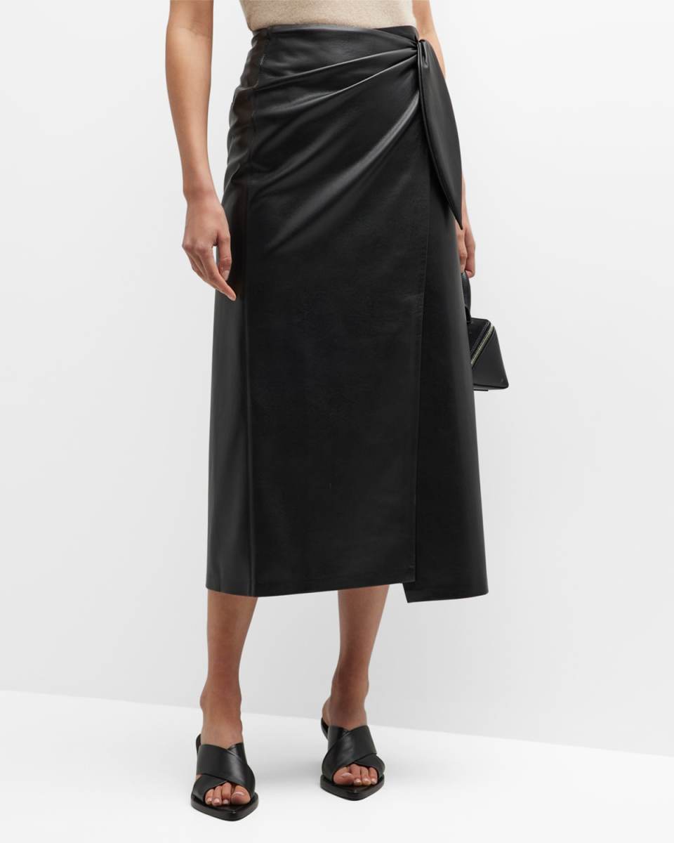 Amas Faux Leather Midi Skirt