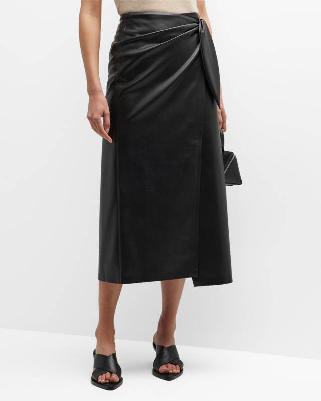 Amas Faux Leather Midi Skirt