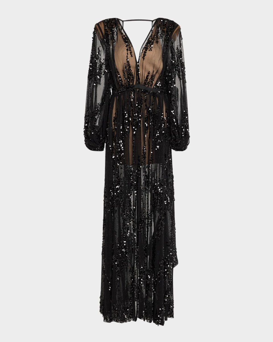 Amber Zoe Sequin Sheer Gown