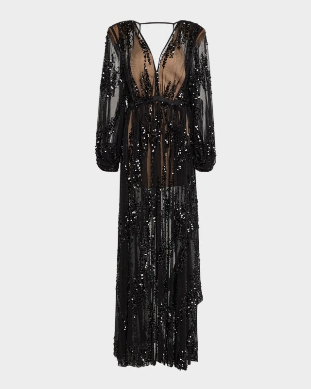 Amber Zoe Sequin Sheer Gown