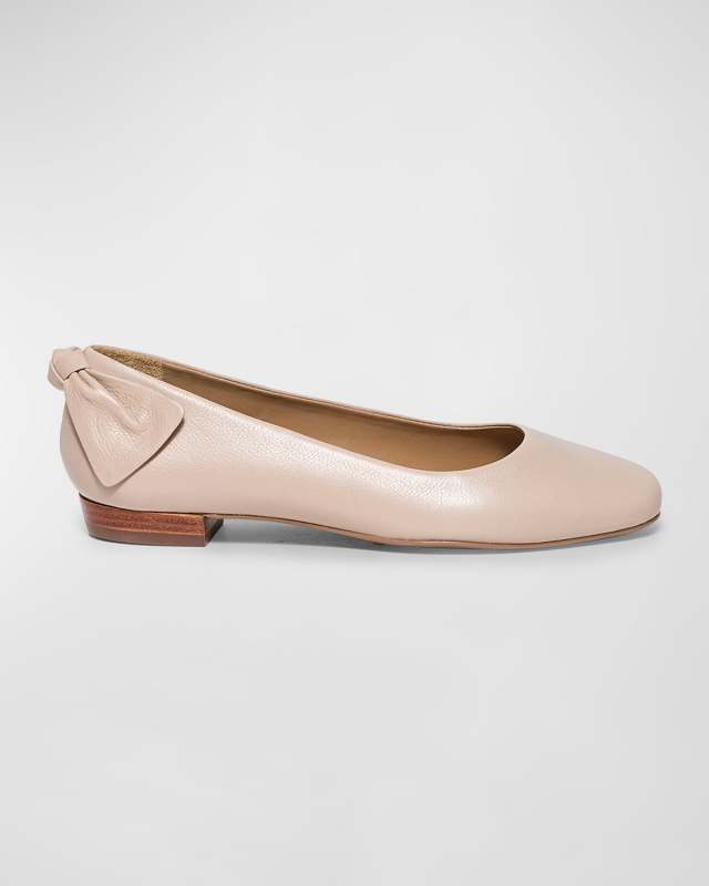 Leather Bow Ballerina Flats