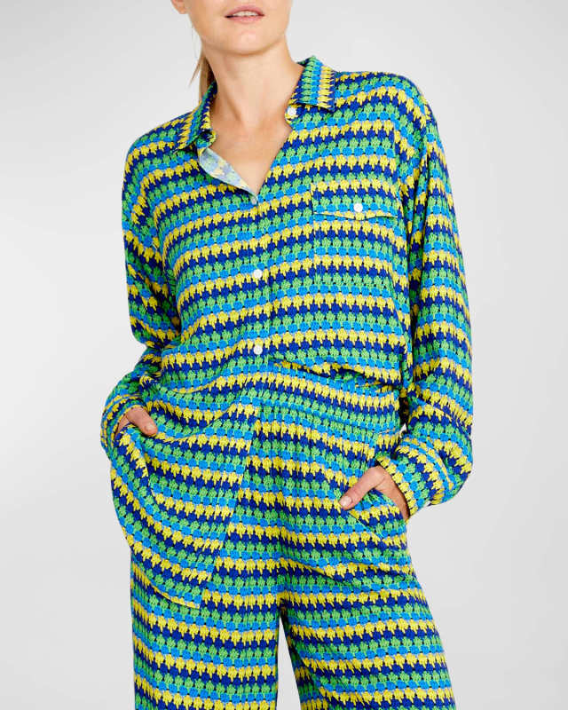Margarita Crochet Rayon Button-Front Shirt