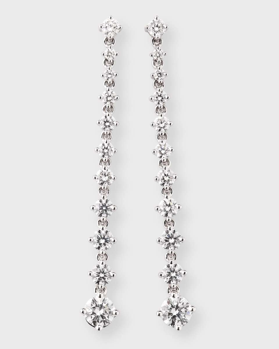 18K White Gold Graduating Diamond Earrings, 1.10tcw
