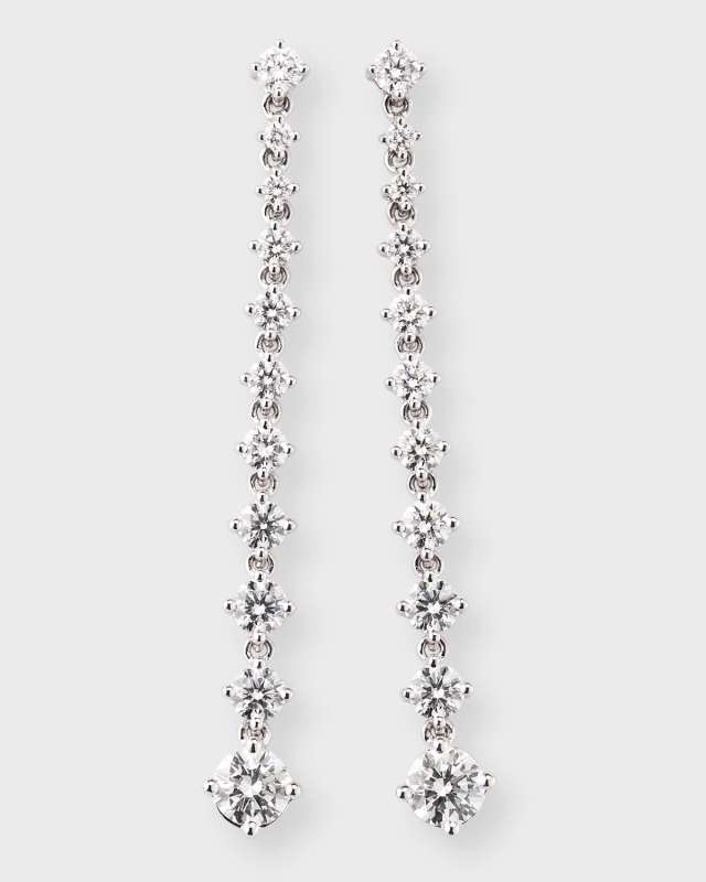 18K White Gold Graduating Diamond Earrings, 1.10tcw