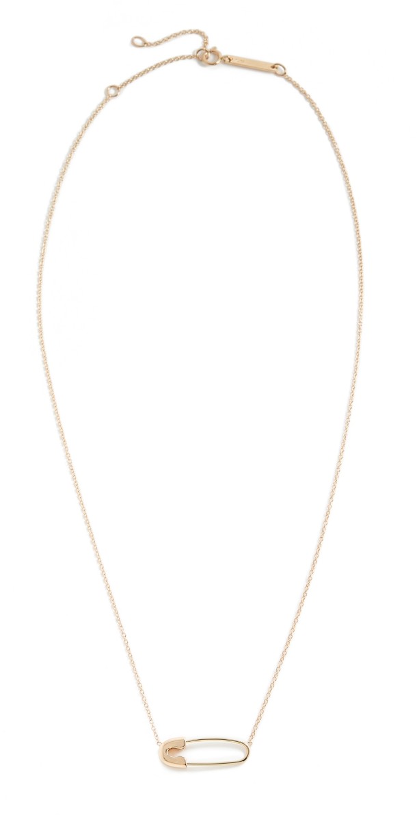 Zoe Chicco 14k Gold Safety Pin Necklace Yellow Gold