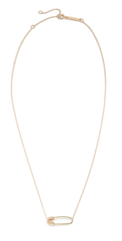 Zoe Chicco 14k Gold Safety Pin Necklace Yellow Gold
