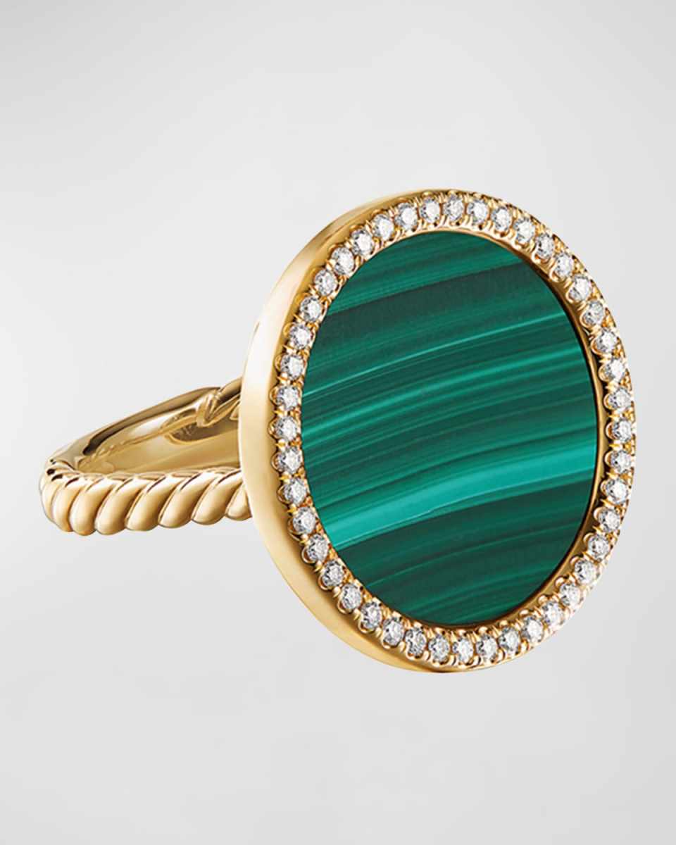 DY Elements Ring with Gemstone and Diamonds in 18K Gold, 18mm