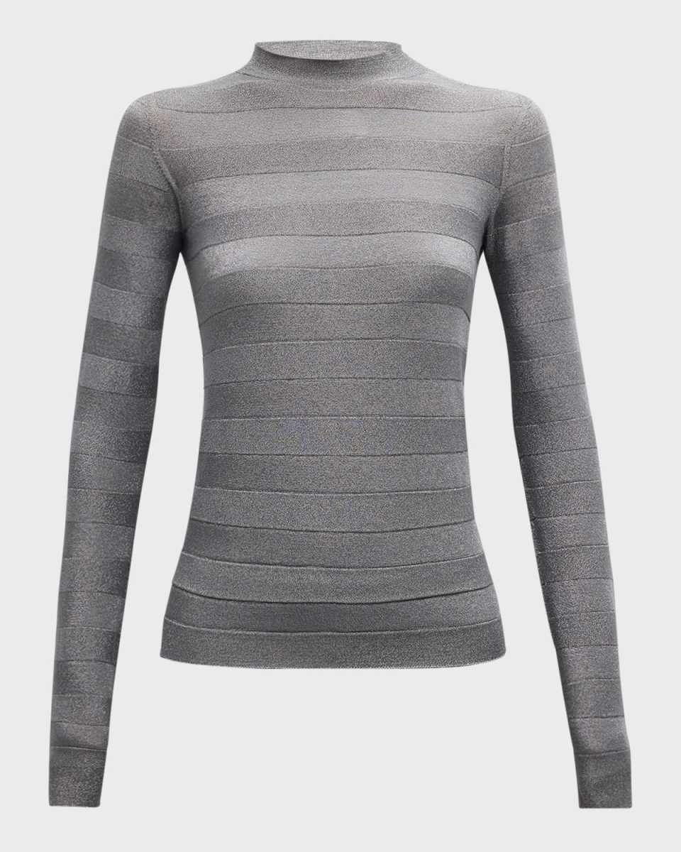 Striped Mock-Neck Top