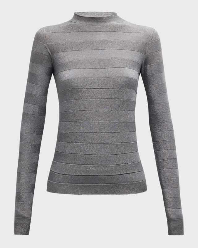 Striped Mock-Neck Top