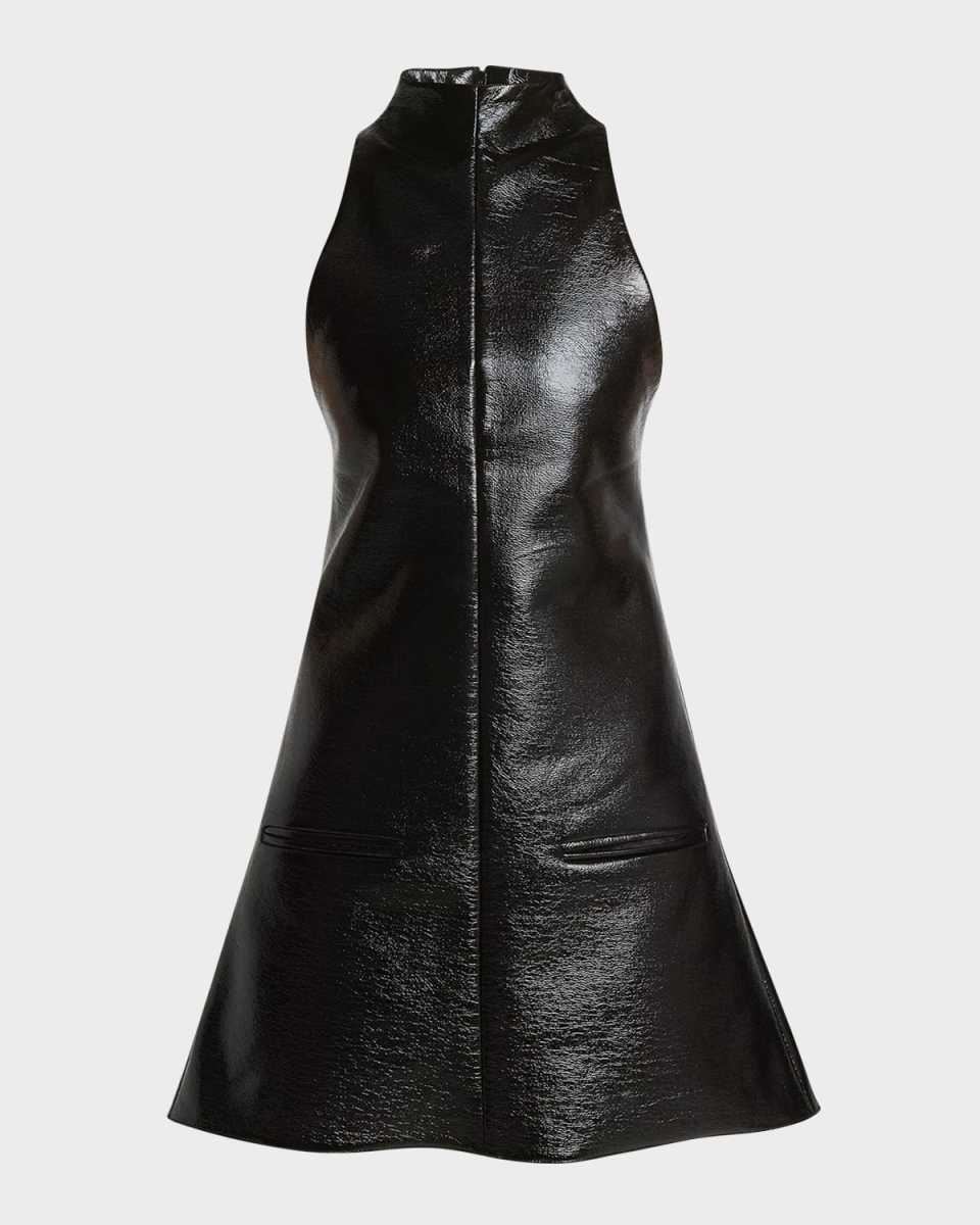 2-Pocket Vinyl A-Line Mini Dress