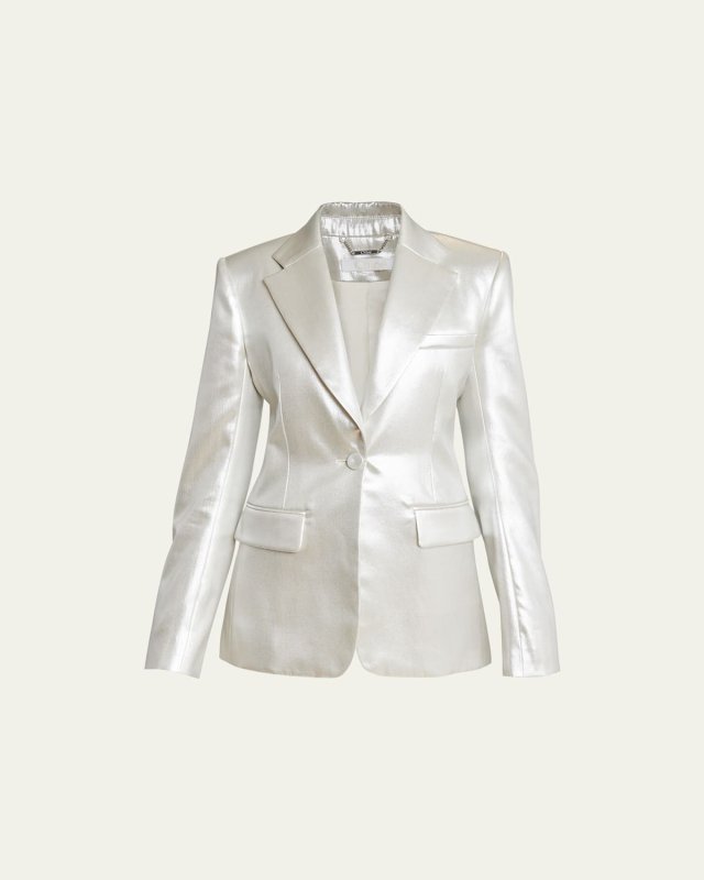 Organic Silk Satin Lame Tailored Jacket
