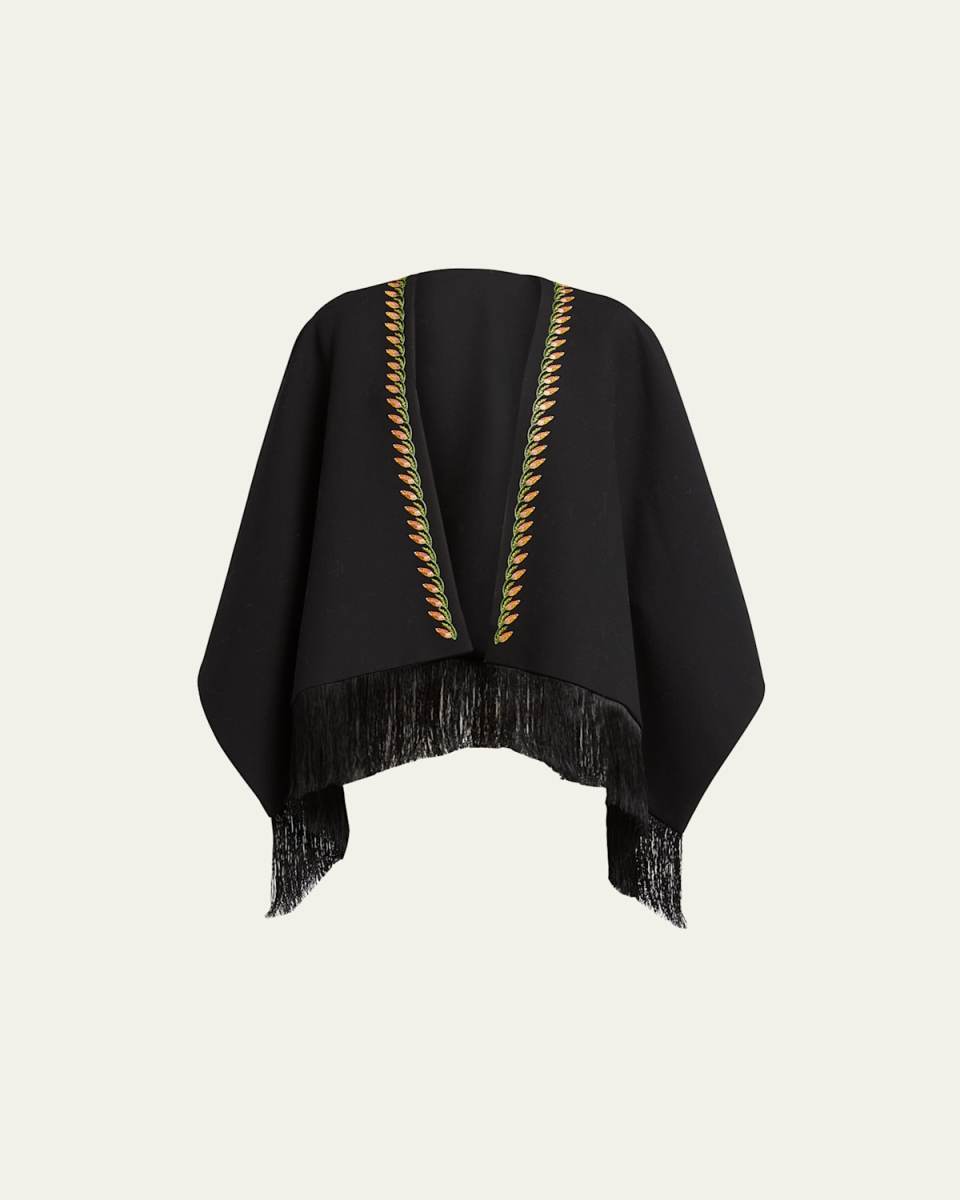 Mantella Embroidered Wool Shawl