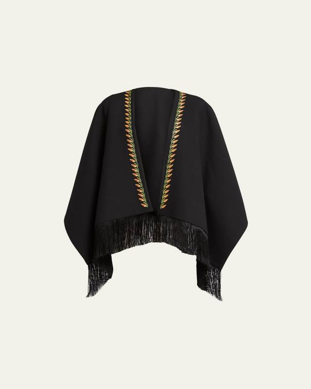 Mantella Embroidered Wool Shawl