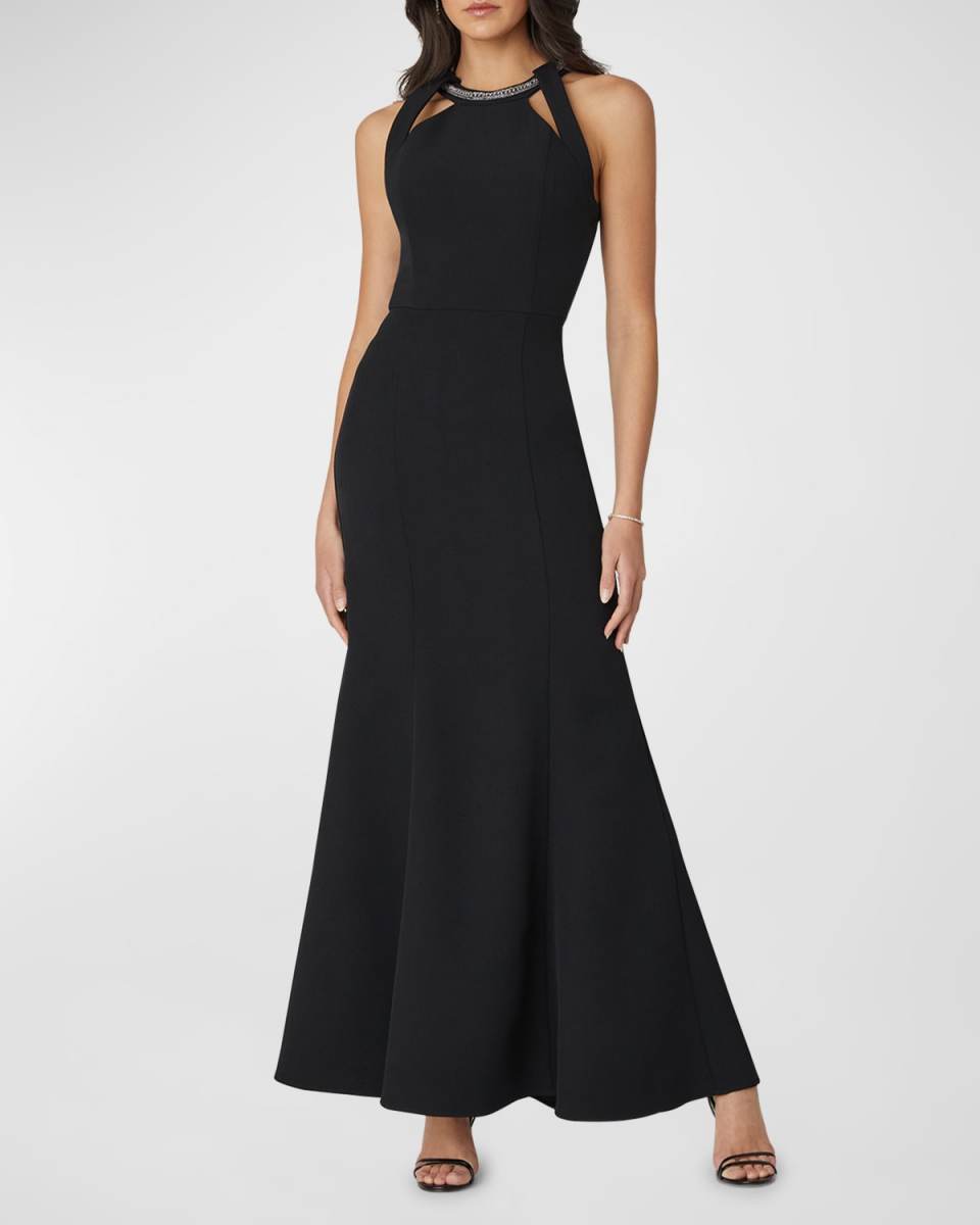 Beaded Crepe Trumpet Gown