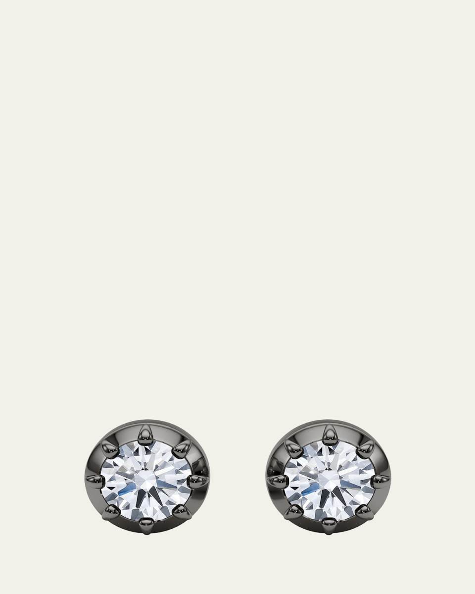 18K Georgian Cut Lab Grown Diamond Stud Earrings, 4.0tcw