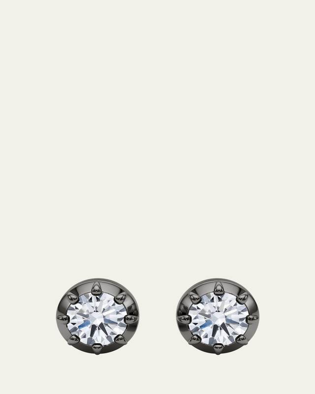 18K Georgian Cut Lab Grown Diamond Stud Earrings, 4.0tcw