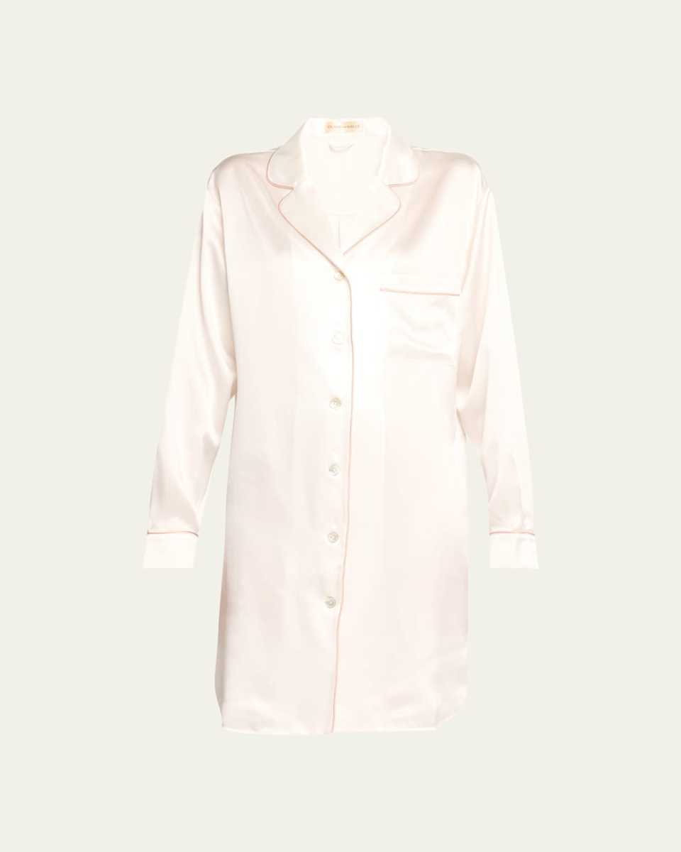 Poppy Long-Sleeve Silk Nightshirt