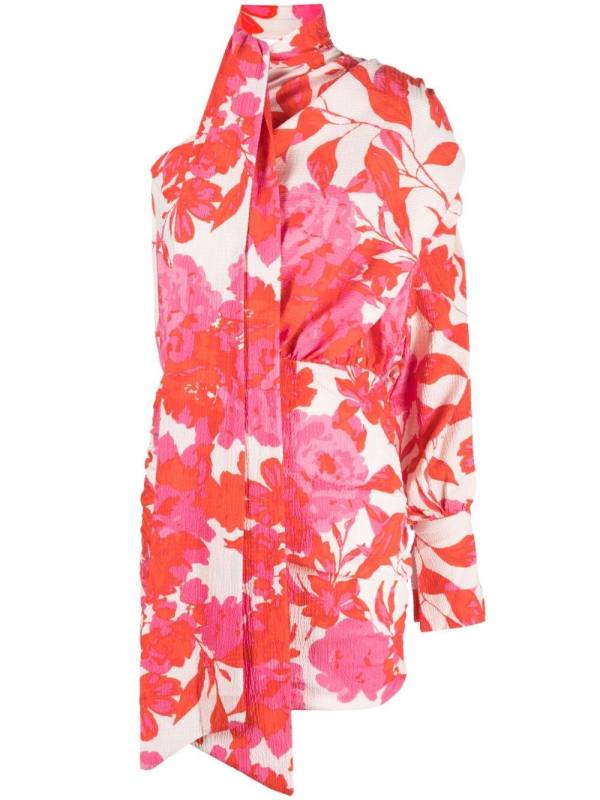 floral-print single-sleeve dress