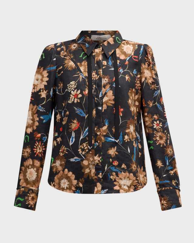 Floral Ease I Printed Linen Blouse
