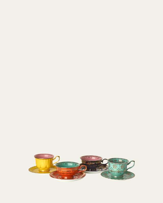 Grandpa Tea Cups & Saucers, Set of 4