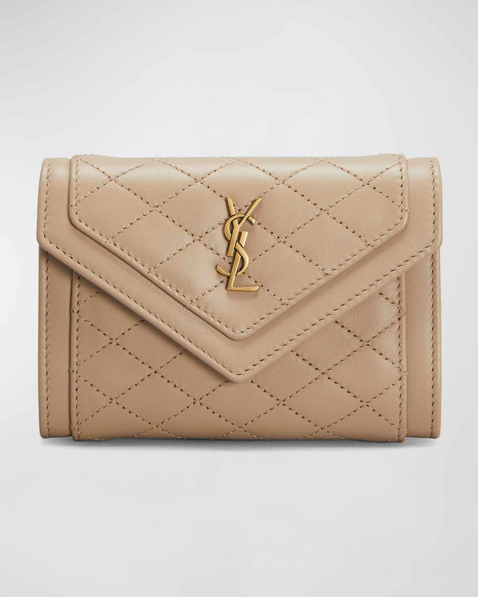 Gaby Small YSL Flap Envelope Wallet in Quilted Smooth Leather