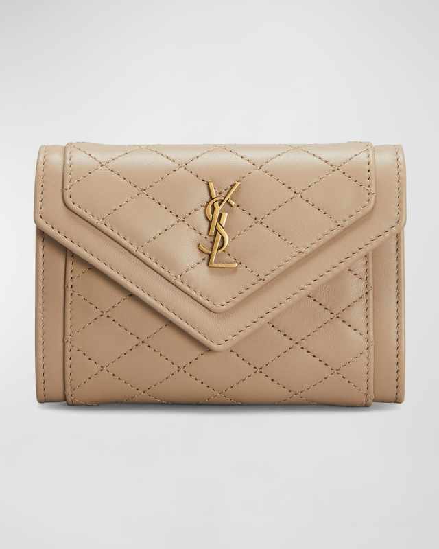 Gaby Small YSL Flap Envelope Wallet in Quilted Smooth Leather