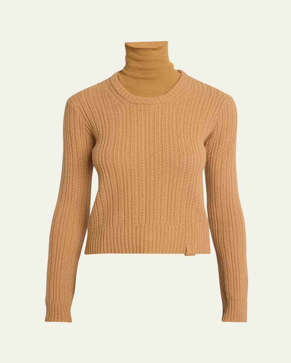 Double-Layer Turtleneck Sweater