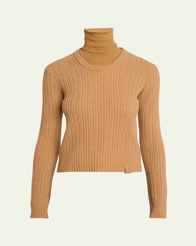 Double-Layer Turtleneck Sweater