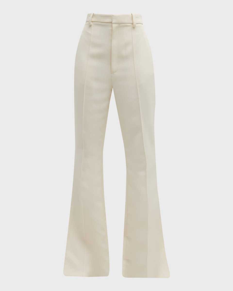 Slit-Hem Flare Matte Crepe Pants