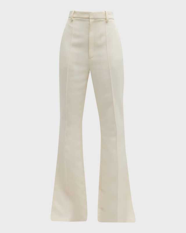 Slit-Hem Flare Matte Crepe Pants