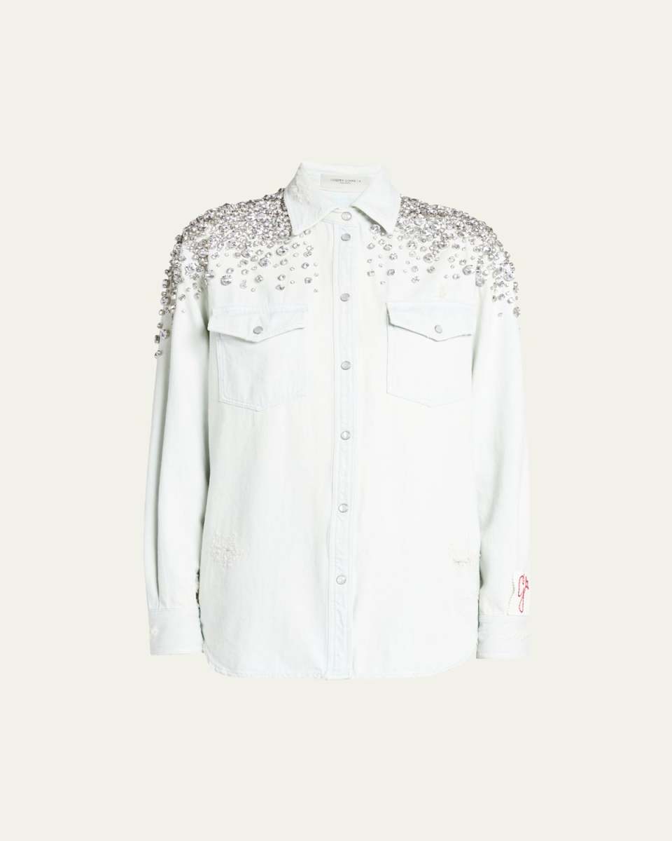 Golden Embellished Boyfriend Shirt