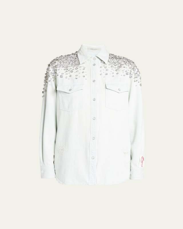 Golden Embellished Boyfriend Shirt